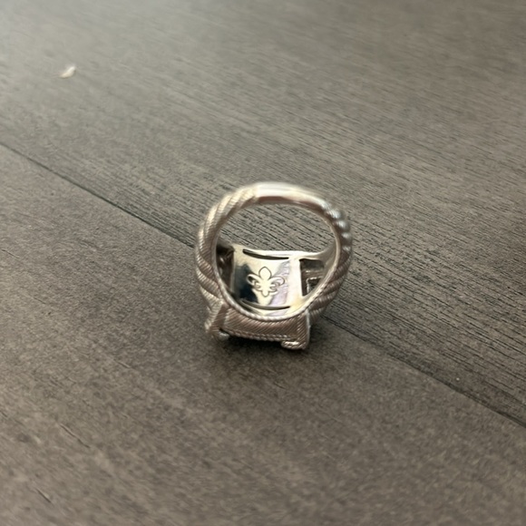 Authentic Judith Ripka Turquoise Quartz Doublet Diamonique CZ Sterling Ring 6 - Picture 3 of 4